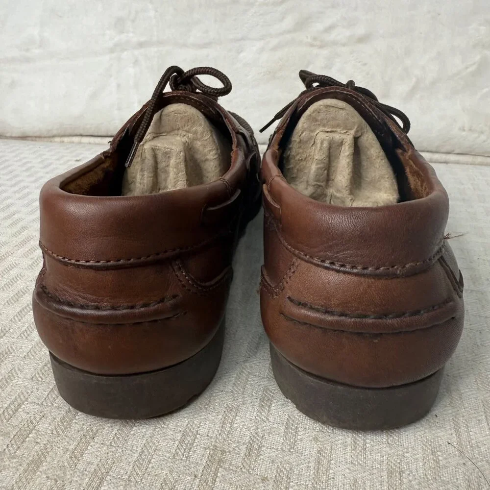 Cary Mens Leather Moccasin Boat Shoes Brown Size 9.5 M Made In China